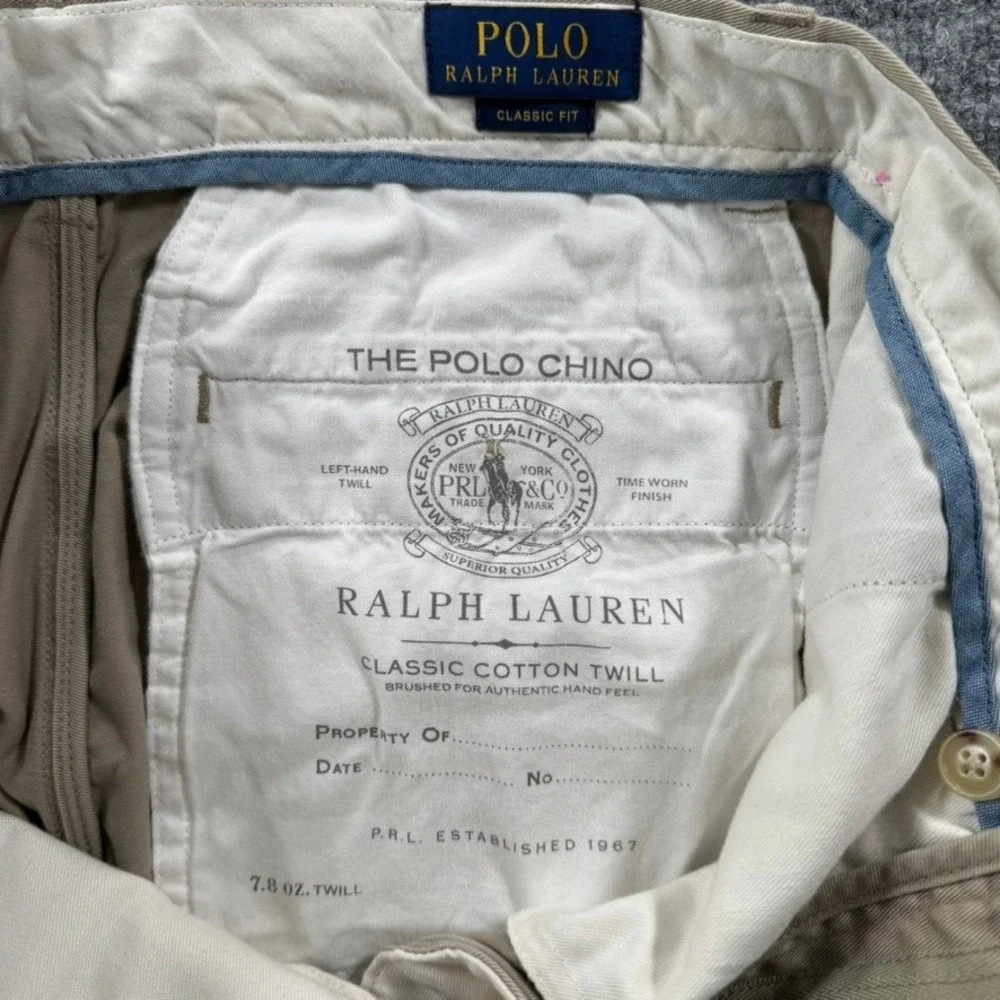 Polo Ralph Lauren Chino Pants Mens 30/32 Classic Fit Cotton Twill Khaki Tan